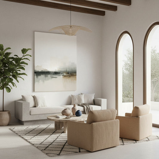 Living room featuring a big wall art canvas