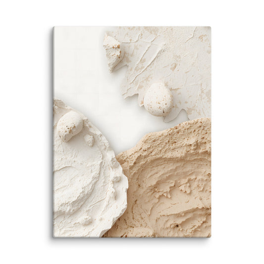 Architectural geometric abstract art with soft shadows on a high-quality Japandi canvas.